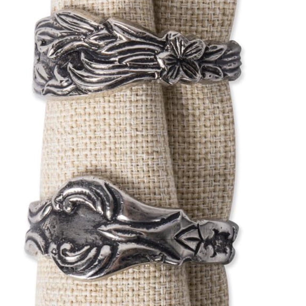 Assorted Silver Spoon Napkin Rings – Set of 4 – Vintage-Inspired NWT - Picture 2 of 2